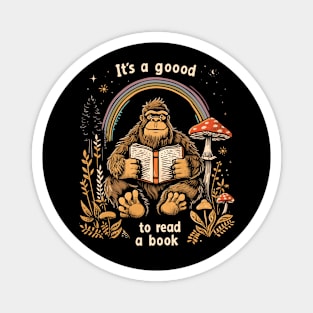 Funny Bigfoot and Mushroom Reading is Good Magnet